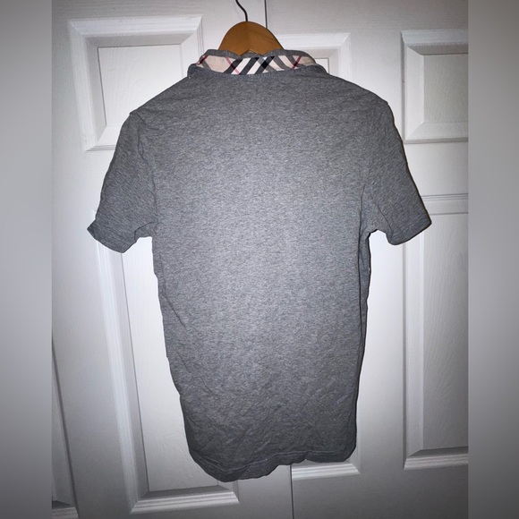 Burberry London Men’s Gray Polo Shirt Check Trim Logo Size M - Picture 9 of 9